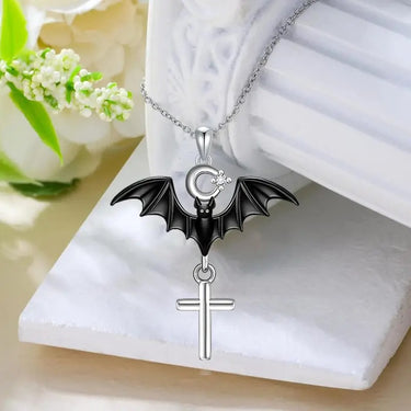 Cross Bat Pendant Necklace
